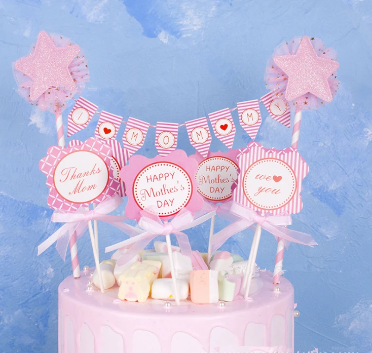 1 Флаг 6 шт. топпер для торта вечеринки на день матери розовая карточка с куклой