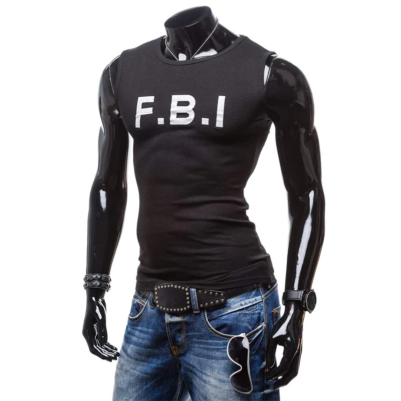 Brand New Men Casual Sleeveless Vest T-shirts For Male 2018 Summer Men's FBI Round Neck Tank Tops Fashion T-shirt | Мужская одежда