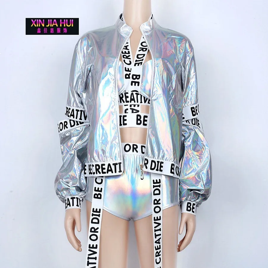 Джаз голографическая для певицы сцены Dj Rave Beyonce Olografico Colete Pole танцевальный костюм