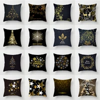 christmas tree cushion cover black golden snowflake stars festival decorative pillowcase sofa car sweet home decor accessories