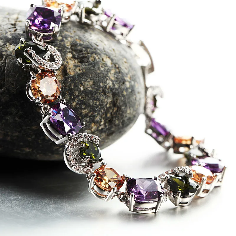 Neoglory красочные AAA циркониевые очаровательные браслеты и для женщин модные