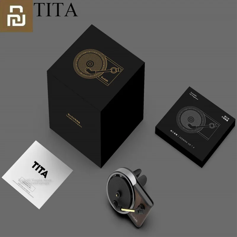 Black Xiaomi Mijia Тита проигрыватель фонограф автомобильный ароматизатор автомобильный освежитель воздуха с 3 шт. Сменные ароматерапевтические таблетки - Цвет: Black