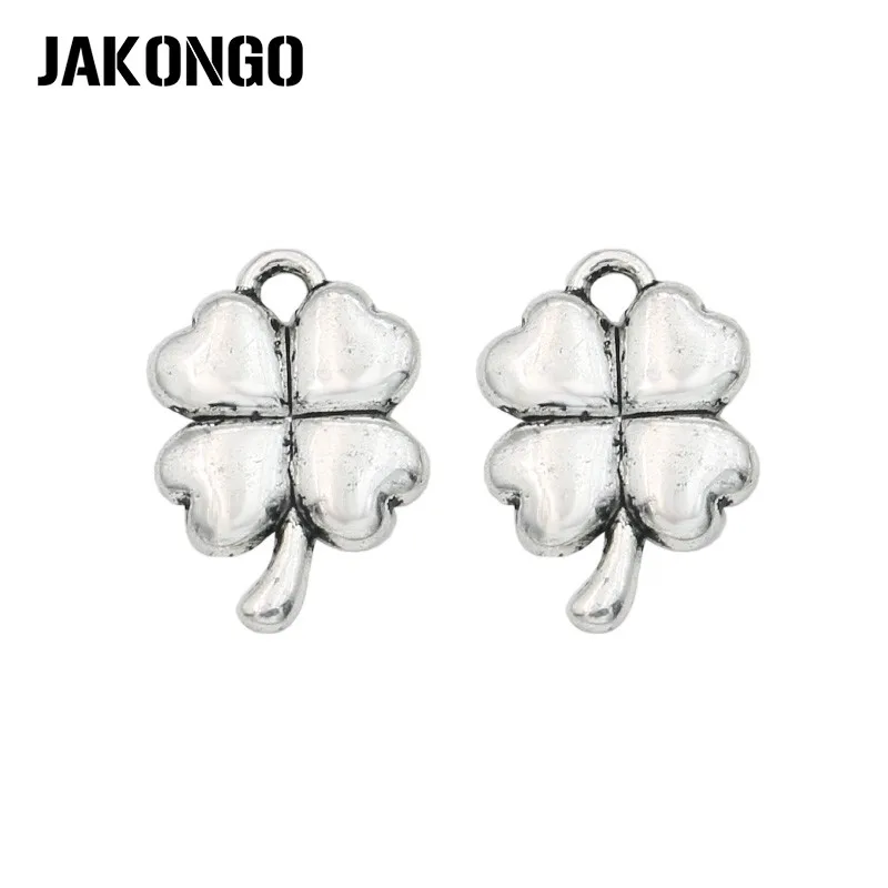 

25pcs Antique Silver Clover Leaf Charms Pendants for Jewelry Making Bracelet DIY Accessories Handmade 15x11mm