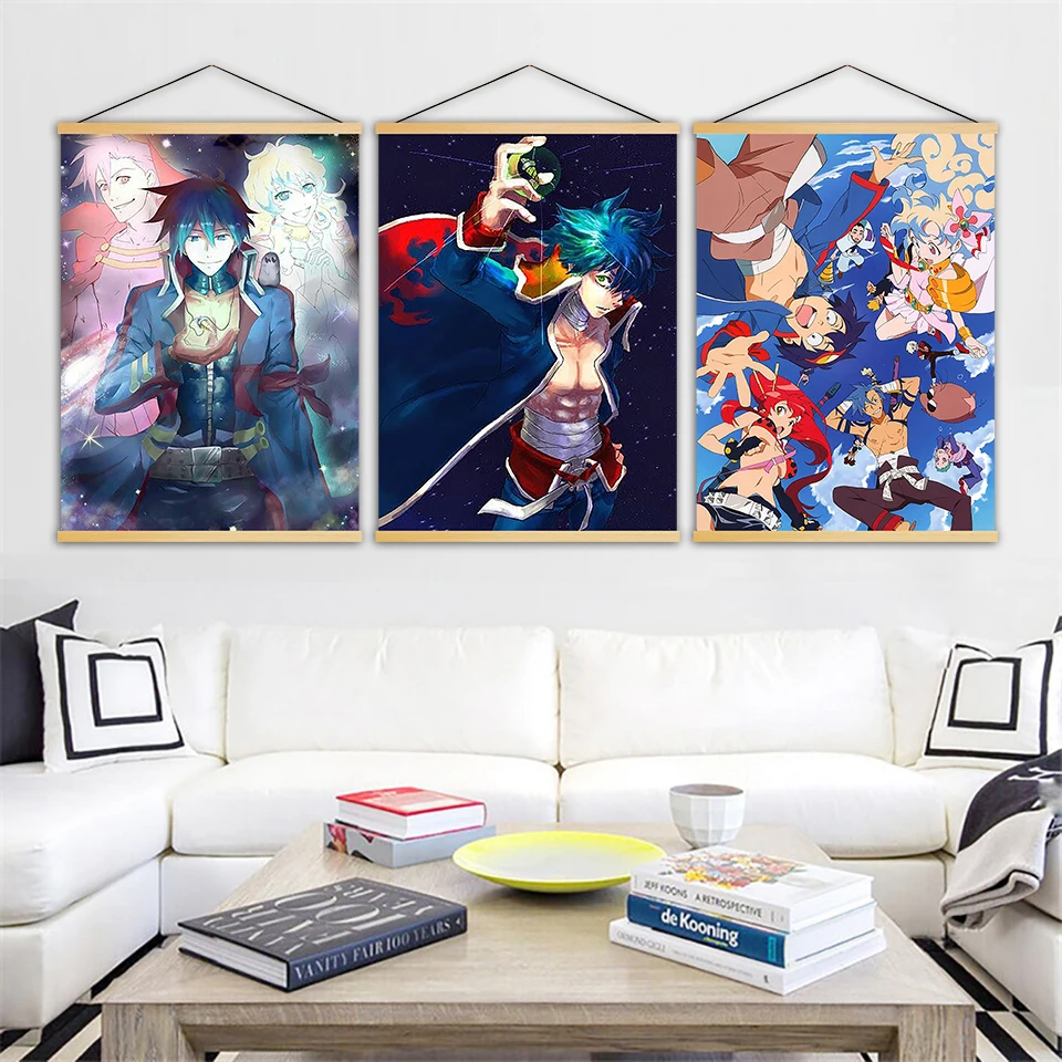 Картина на холсте с принтом стену Tengen Toppa Guren Ragan аниме твердая древесина