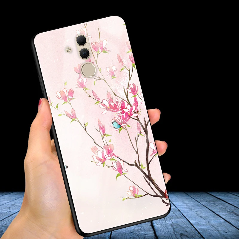Для huawei mate 20 lite чехол Чехол из закаленного стекла для телефона черный ТПУ бампер чехол для huawei mate 20 lite стеклянная крышка mate 20 lite