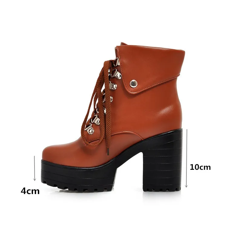 Женские ботинки с заклепками PXELENA в римском стиле на толстом квадратном каблуке