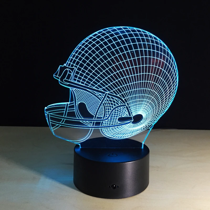 7 цветов Lampara Футбол USB Новинка Питтсбург шлем RGB светодиодный ночной Светильник 3D