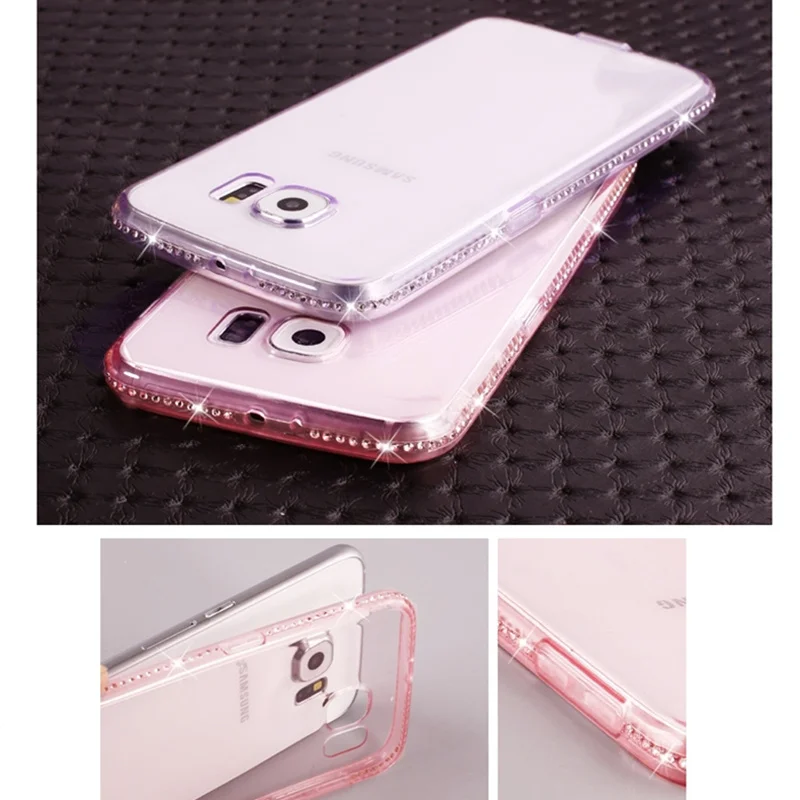 SIXEVE Diamond Phone Case For Samsung S7 Edge S8 S9 + Plus S5 S6 Note 4 5 Ultra-thin Transparent Cover S8+ S9+ Note5 |