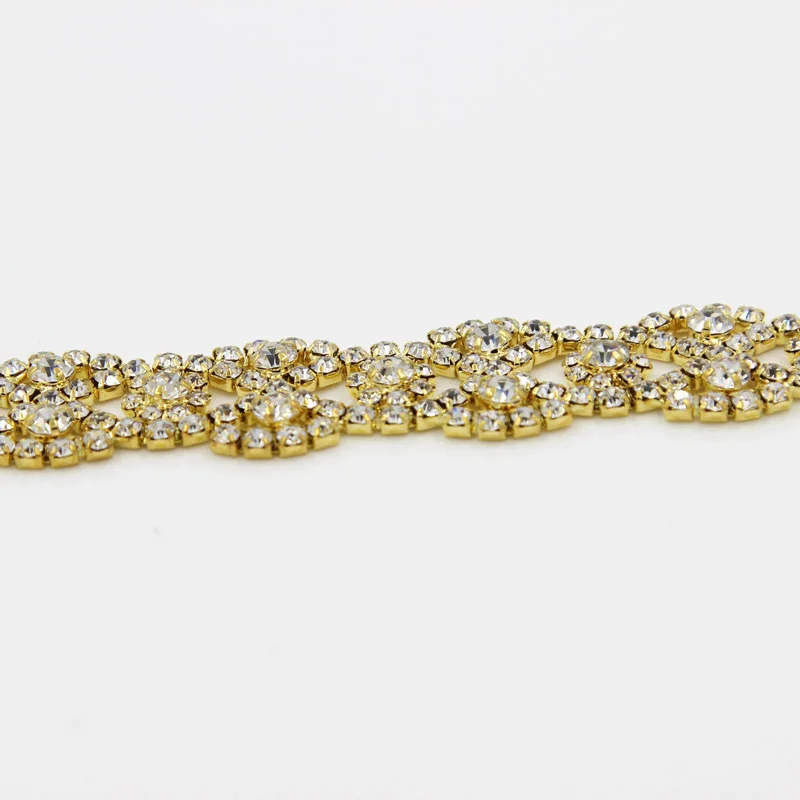 5 ярдов золотые стразы аппликации свадебные кристаллы шитье алмазные отделка