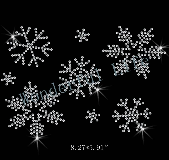 Бесплатная доставка Блестящая футболка со снежинками и стразами|crystal iron on