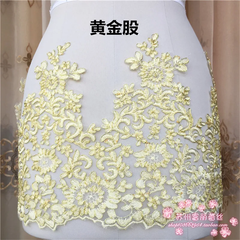 Изысканное кружево 5 ярдов золотая ткань цветок Венецианская Венеция