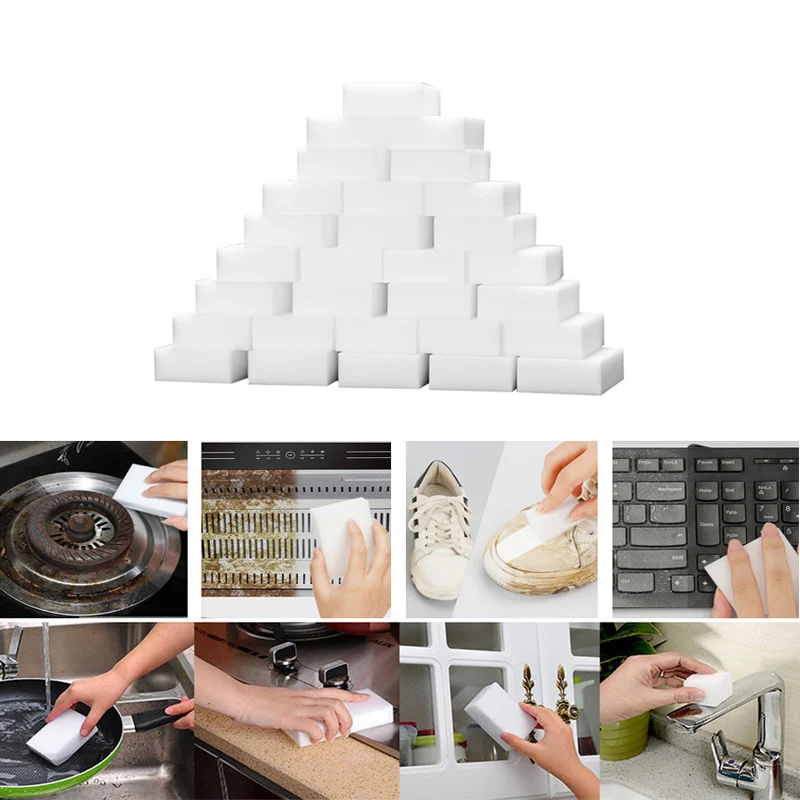 100 шт. Меламин губка волшебная Ластик меламиновая для кухня ванная офис очистка