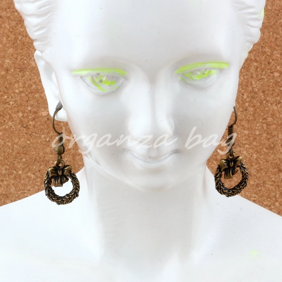 Рождественский венок серьги с подвеской в виде рыбы 2 пар/лот старинная бронзовая