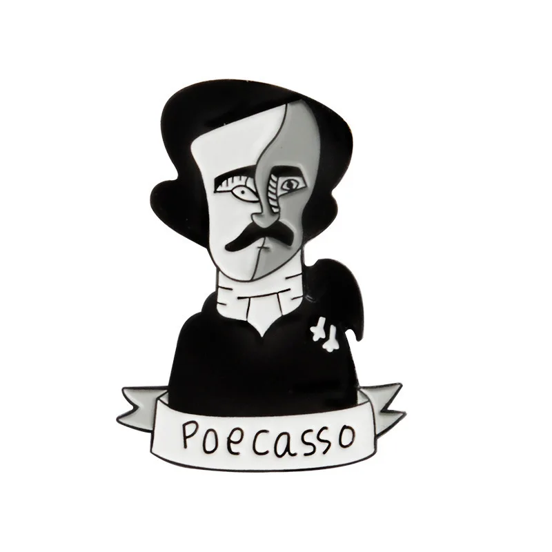 Американские поэты писатели Эдгар Аллан Poe Poecasso Эмаль Булавка мультфильм