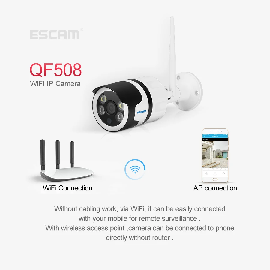 ESCAM QF508 HD 1080 P Беспроводной Wi-Fi IP Камера открытый IP66 водонепроницаемые камеры