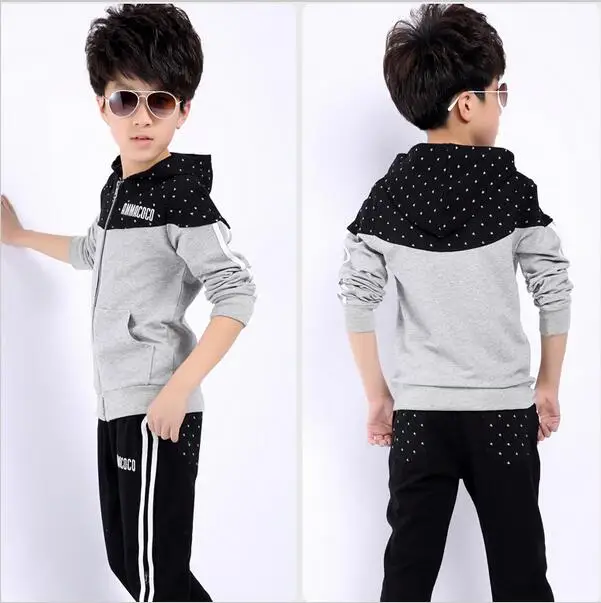New spring autumn kids clothes sets children casual 2 pcs suit jackets hoodies+pants baby set boys sport outwear 4-12 years |