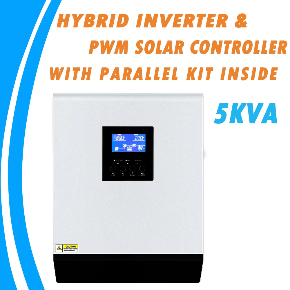 5KVA инвертор с чистым синусом Гибридный солнечный инвертор 48В 220V Встроенный 50A ШИМ Контроллер заряда и AC Зарядное устройство с параллельным набор внутри