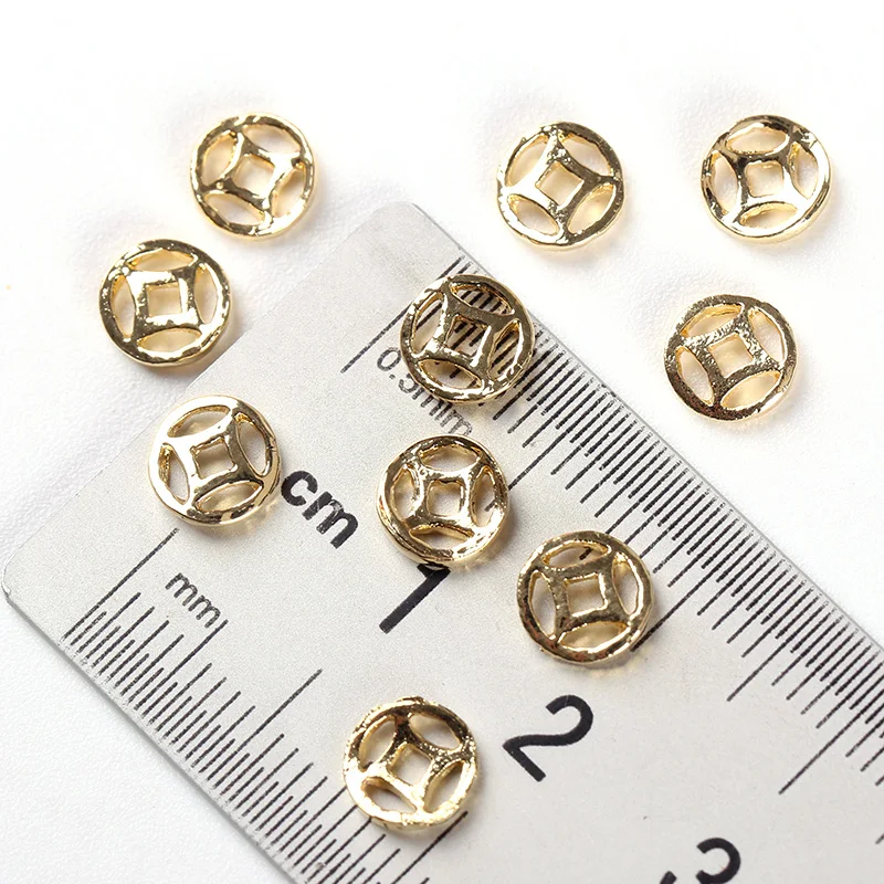 10 шт./лот 3D Подвески из золотого сплава круглые полые шпильки Дизайн Маникюр
