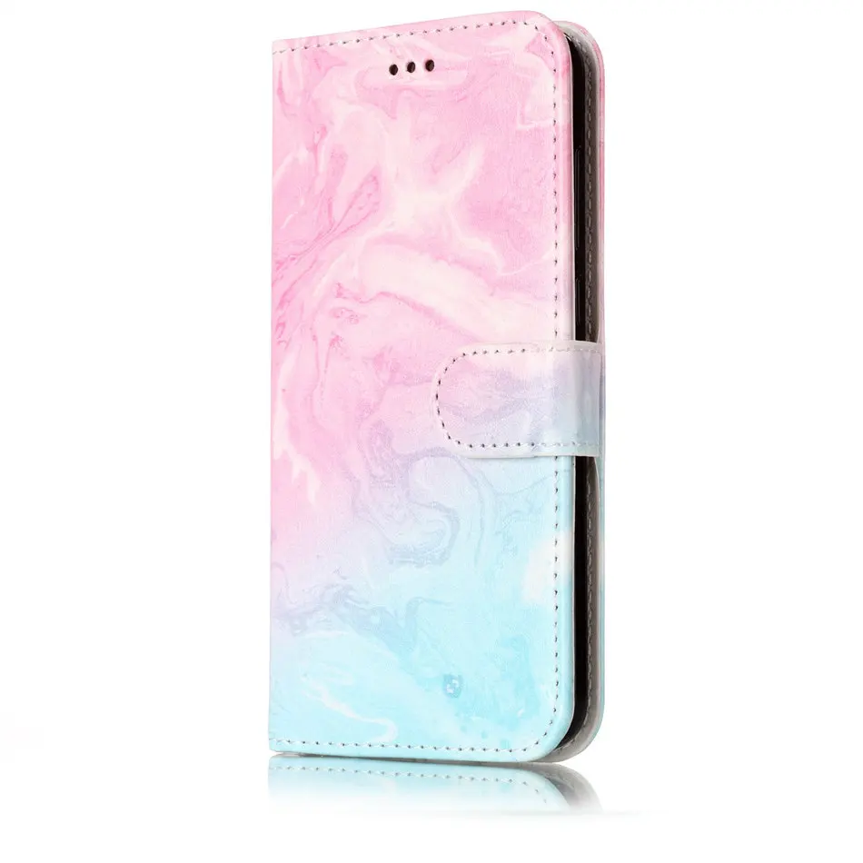 Чехол-книжка для мобильного телефона чехол для Huawei P10 P9 P8 Lite Чехол-портмоне с отделением для карт из искусственной кожи Мягкий силиконовый держатель для девочки Капа DP01G - Цвет: Pink Green Marble