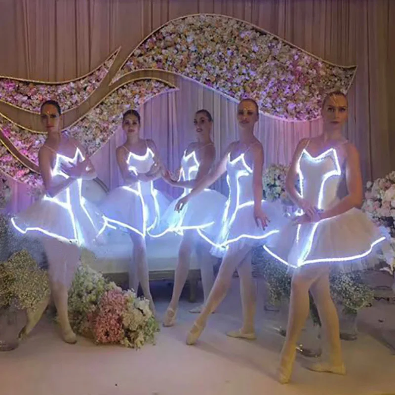 Светящееся балетное платье, Led, светящееся танцевальное платье, для сцены, профессиональная балетная юбка-пачка, одежда для балета, для детей