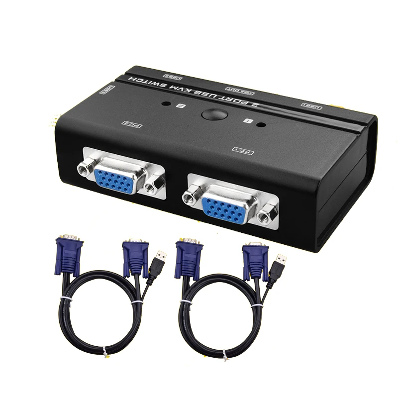 Vga kvm переключатель управления 2 шт. хосты по 1 набору USB клавиатуры мышь и VGA