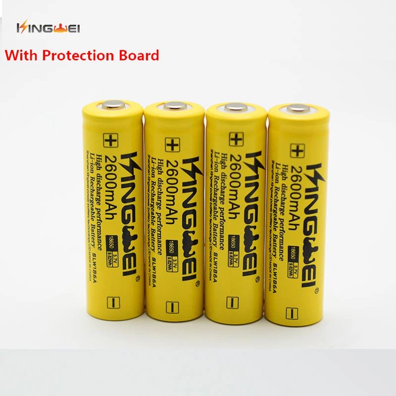 Высокая емкость KingWei защищенный желтый 2600mah 18650 3 7 v батарея литий ионная