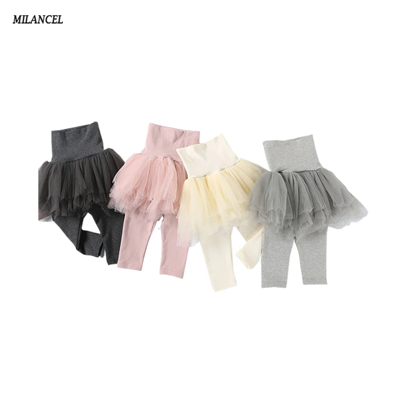 Леггинсы MILANCEl для маленьких девочек сетчатые леггинсы с юбкой пачкой детские в