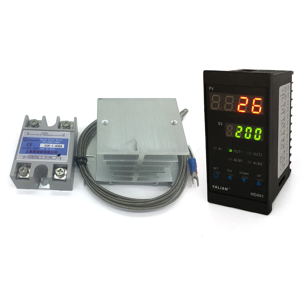 100 V-240 V pid цифровой контроллер температуры Max с функцией регулировки температуры-1372 °C+ 2M K регулятор температуры с термопарным+ Max 40A ssr+ хороший радиатор