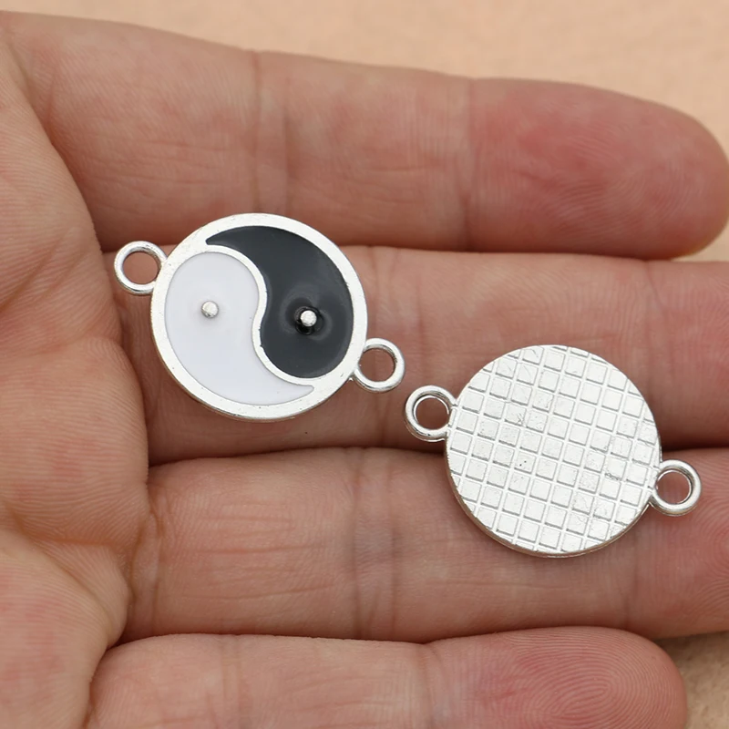 Kjjeel античный посеребренный Yinyang Шарм Разъем для изготовления ювелирных изделий Аксессуары DIY ручной работы 20 мм