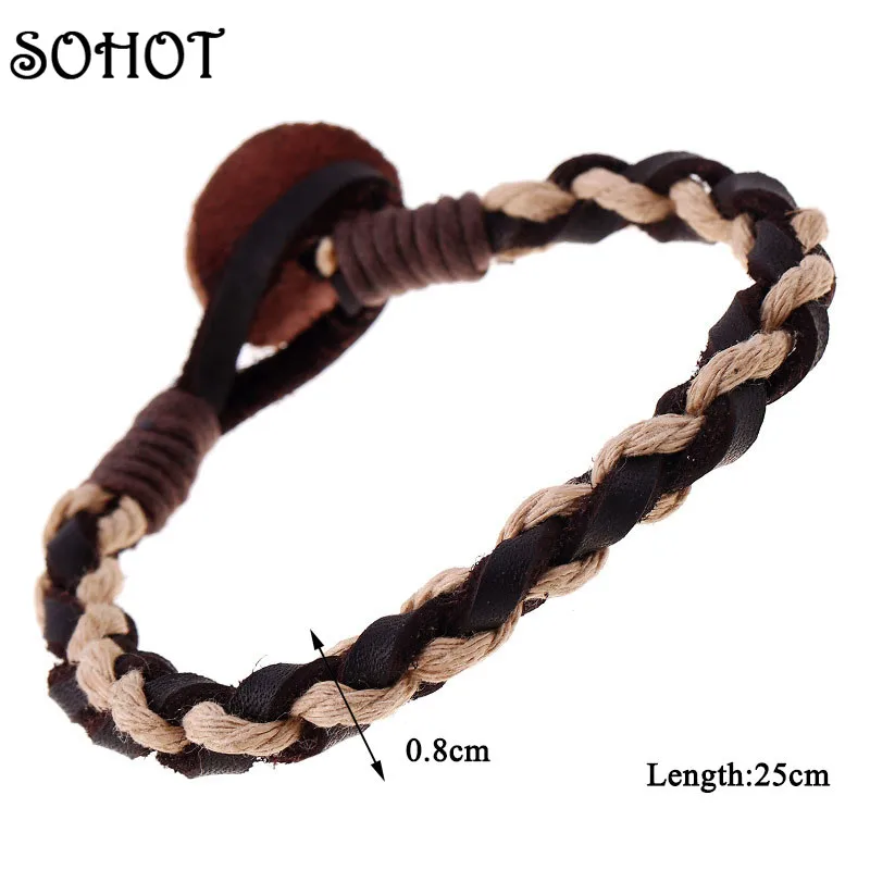 SOHOT Модные женские и мужские классические плетеные браслеты ручной работы из