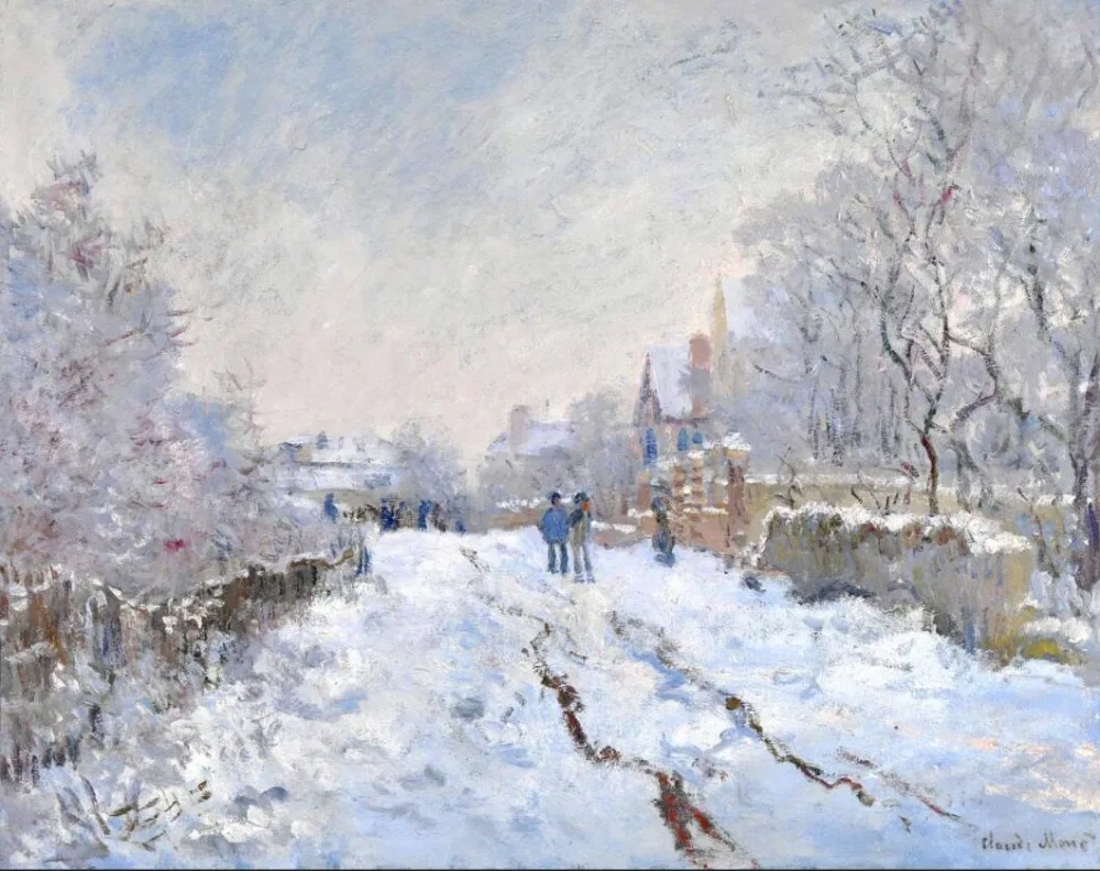 

High quality Oil painting Canvas Reproductions Snow Scene at Argenteuil (1875)By Claude Monet Painting hand painted