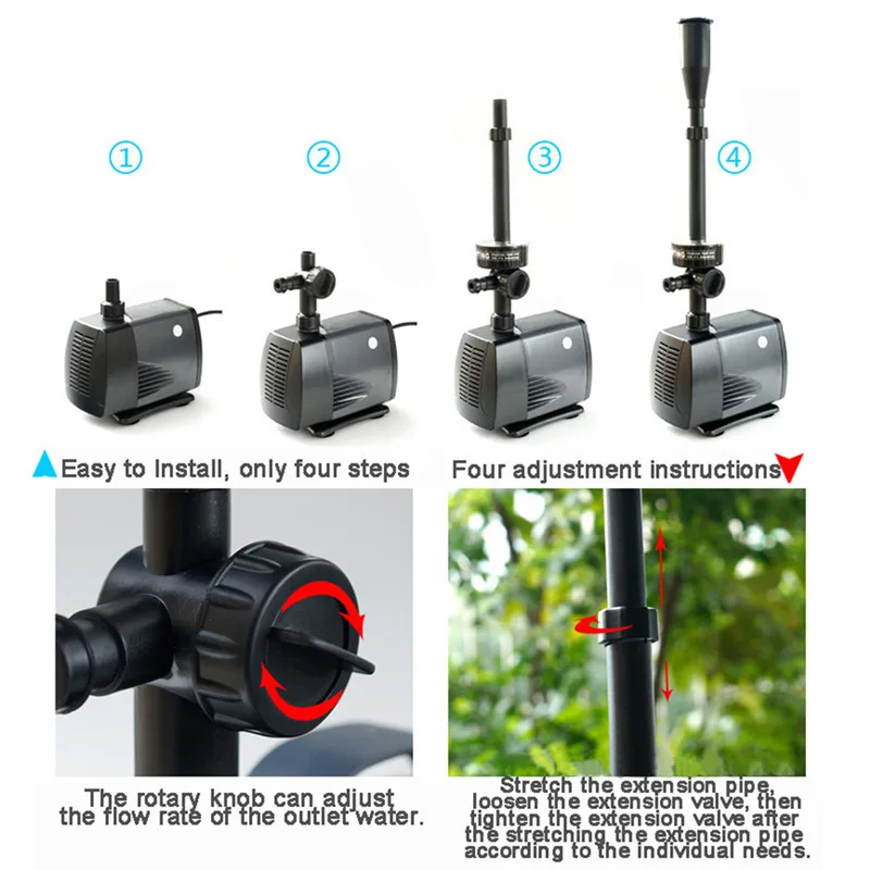 Бассейн рыбный пруд светодиодный фонтан с погружным насосом 40 Вт 2000л/ч для сада