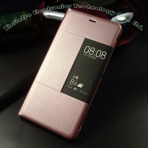 Чехол для HUAWEI P9 PLUS, 1:1, Официальный смарт-чехол для просмотра, кожаный флип-чехол для HUAWEI P9/P9 Plus, No: P91 - Цвет: Розовый