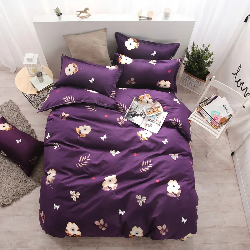 Модный домашний удобный комплект из четырех предметов с фиолетовыми цветами
