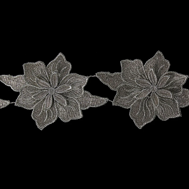 5 ярдов 3D Золотой металлический цветок Кружева Вышивка отделка кружева ткань