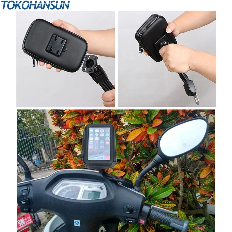 Универсальный держатель телефона для мотоцикла поддержка сотового телефона Moto Стенд чехол для iPhone X 8 7 S8 4X gps водонепроницаемая сумка держатель зеркала заднего вида