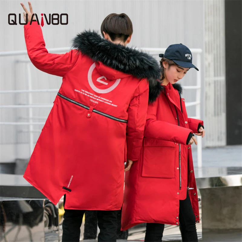 QUANBO бренд 90% мужские и женские пуховики для отдыха высокое качество модная теплая