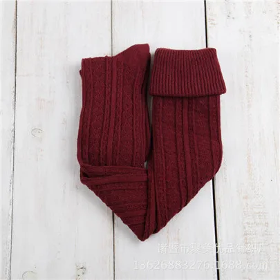 W041 Wine Red Пикантные Модные женские чулки до бедра для девочек Гольфы 9 цветов, милые длинные хлопковые теплые Гольфы выше колена - Цвет: W041 Wine Red