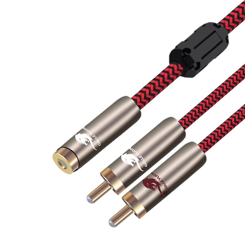 Hi Fi аудио кабель RCA Female 2 Male для усилителя динамика сабвуфера Прямой Угловой OFC в
