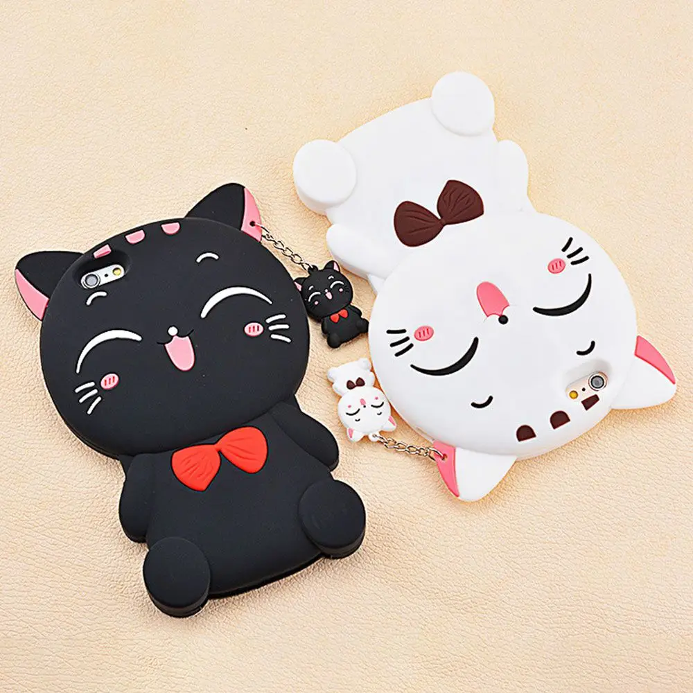 RAXFLY TPU Soft Case Lucky Cat Silicone For iPhone 7 8 Plus X XS XR Xs Max Cover 6 6s Cases With Lanyard |