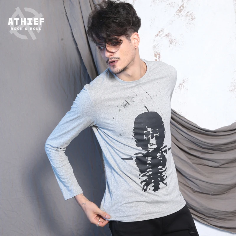 ATHIEF Повседневная ДВЕРИ Джим Моррисон с Печатным Рисунком С Длинным Рукавом