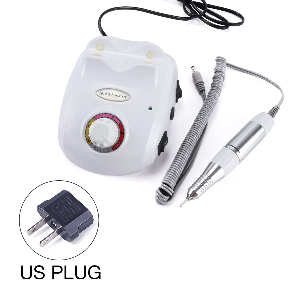 white us plug Электрический сверлильный станок для ногтей 30000 об/мин для маникюра, педикюра, сверлильный станок, аксессуары для ногтей, инструмент для дизайна ногтей с фрезой - Цвет: white us plug