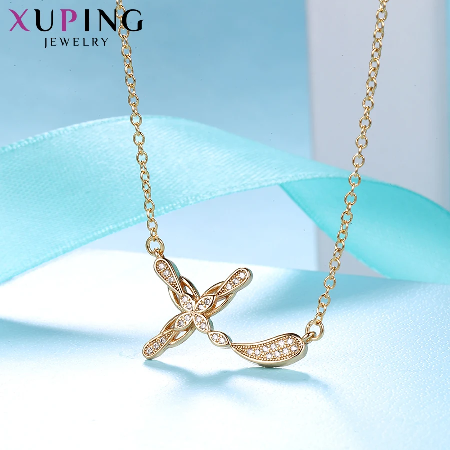 Xuping Новое поступление Модный позолоченный крест с узором ожерелье кулон для