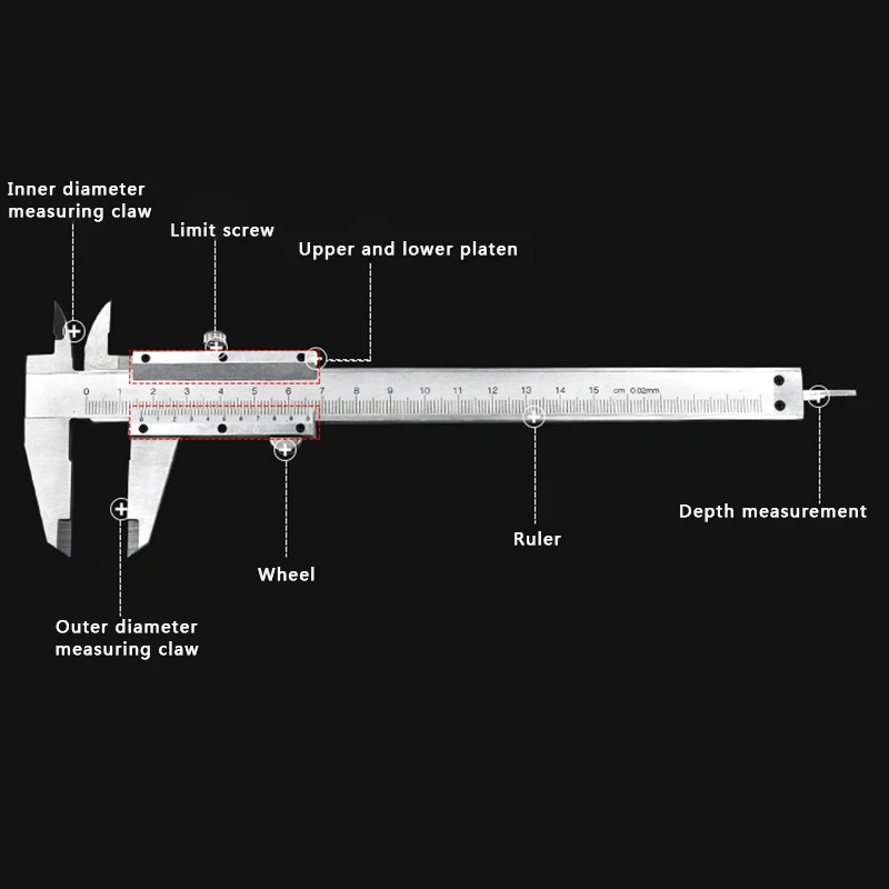Штангенциркуль Vernier 0 150 мм 200 02 металлический суппорт серый микрометр