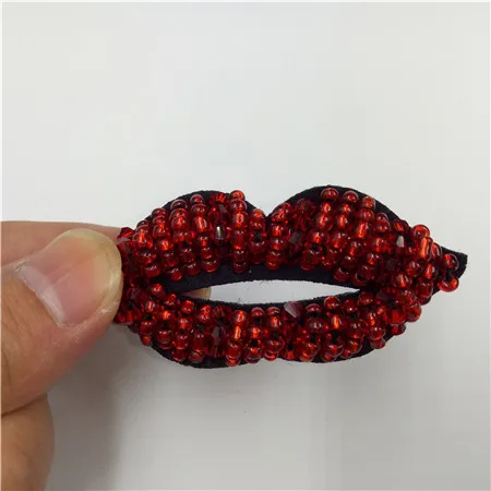 2 шт./лот 3D ручной работы губы из бисера жемчужные заплатки нашивки на одежду отделка бисером Прохладный патч - Цвет: A