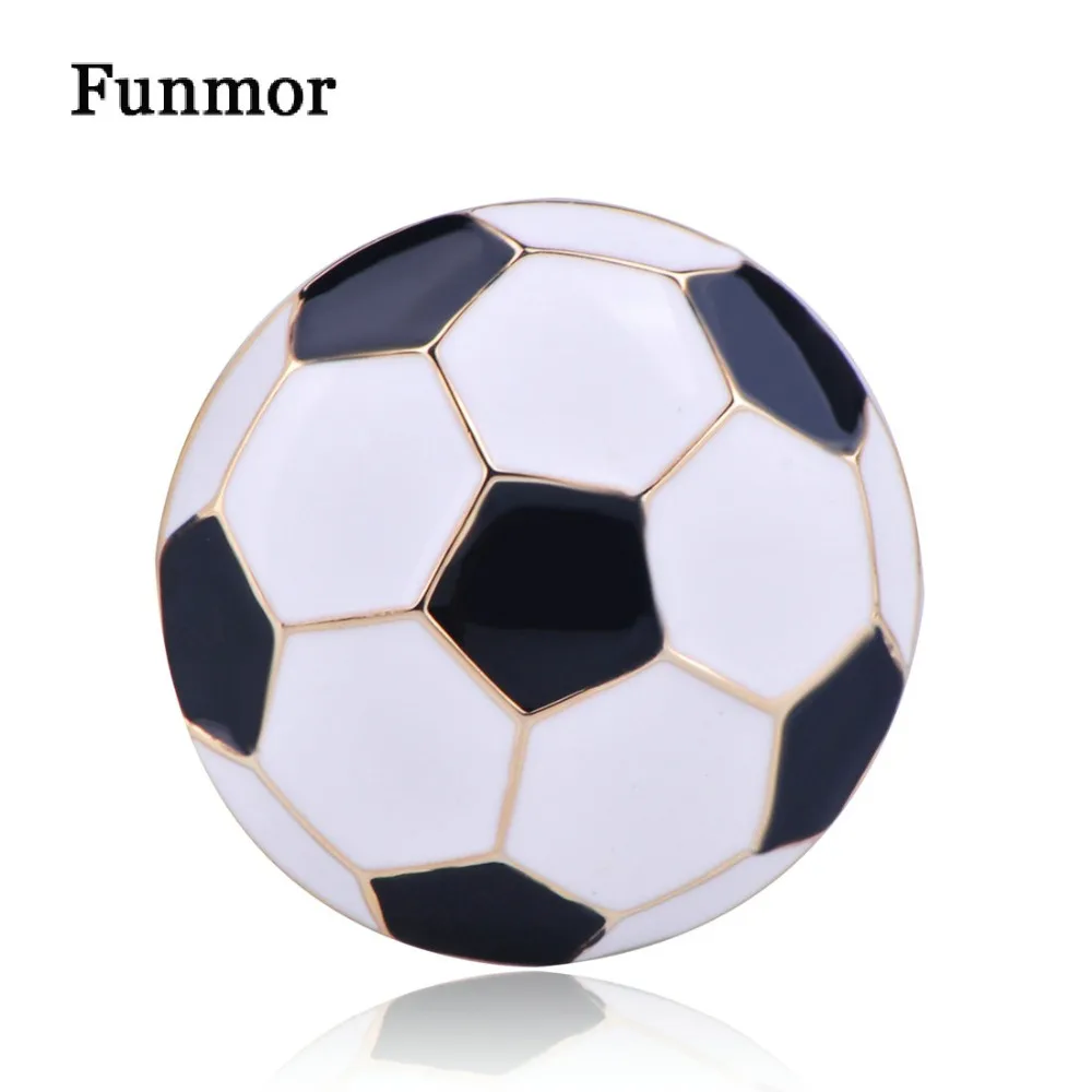 FUNMOR черно белый эмалированный брошь в форме футбольного мяча шпильки
