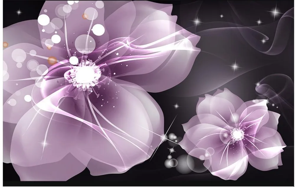 3d обои в рулоне Современные Простые фиолетовые прозрачные цветы фон для