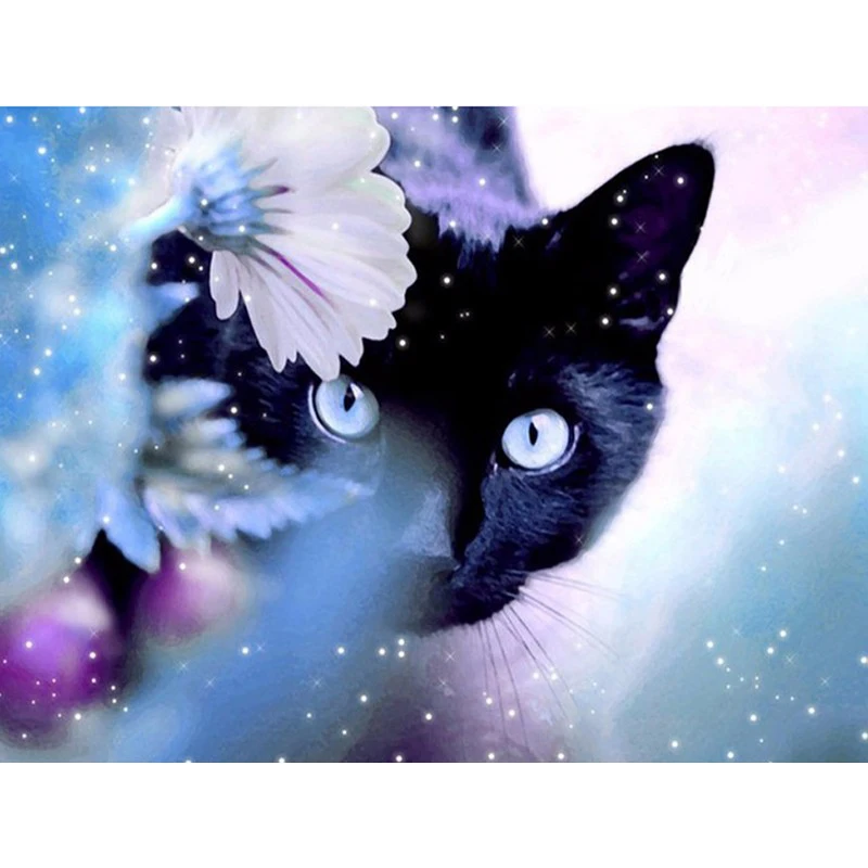 

Full Square Diamond 5D DIY Diamond Painting "Animal Black Cat" Embroidery Cross Stitch Rhinestone Mosaic Painting Decor Gift XU