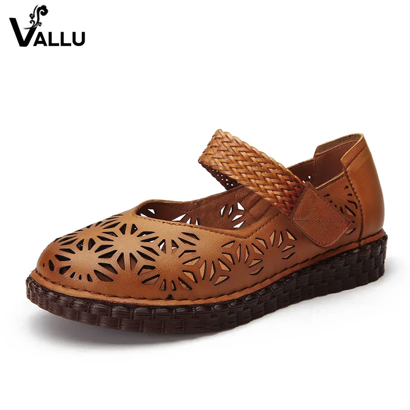 Женские ажурные туфли VALLU винтажные из натуральной кожи на плоской подошве с
