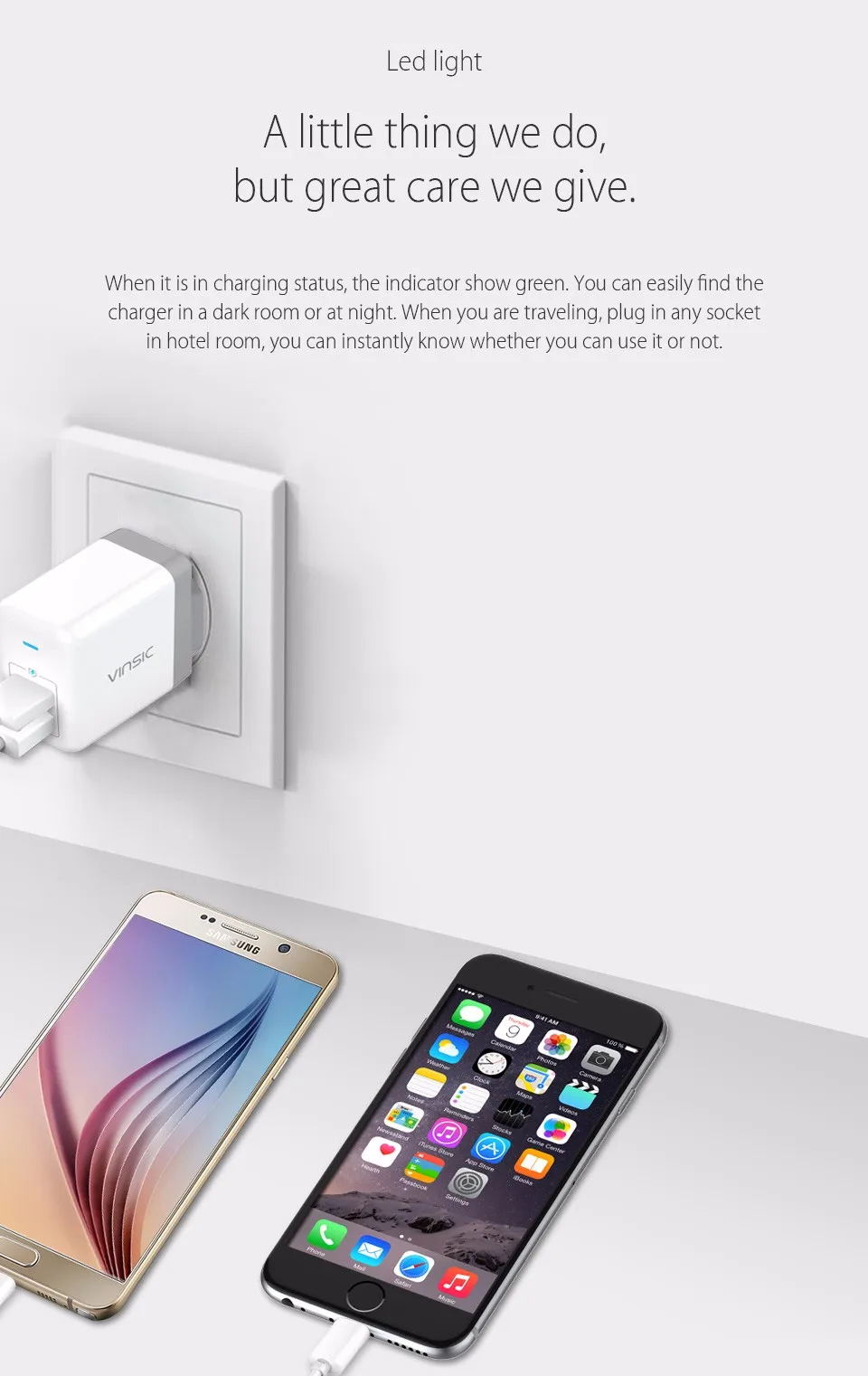 Vinsic Dual USB зарядное устройство для телефона 5 В/4.8A настенное зарядное устройство портативное умное зарядное устройство для iphone 8 Plus samsung Mi8 SE EU/US разъем